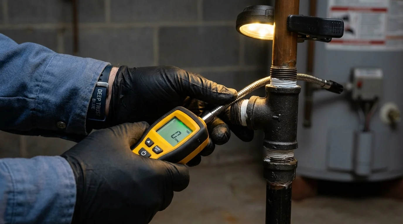 Gas leak detection with electronic sniffer by Johns Plumbing LLC in Rockland